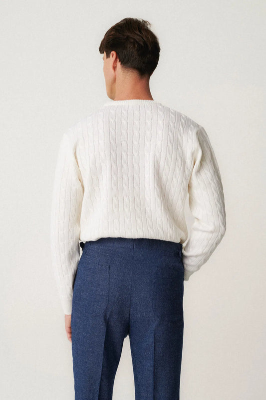 Przeplatany roundneck ecru