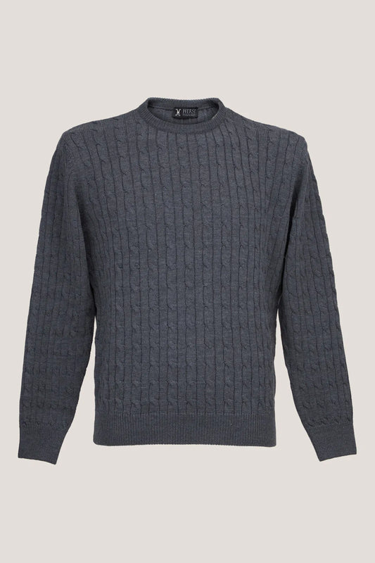 Szary przeplatany roundneck