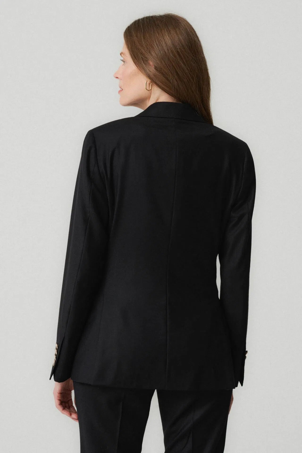 Veste croisée noire en tissu Loro Piana