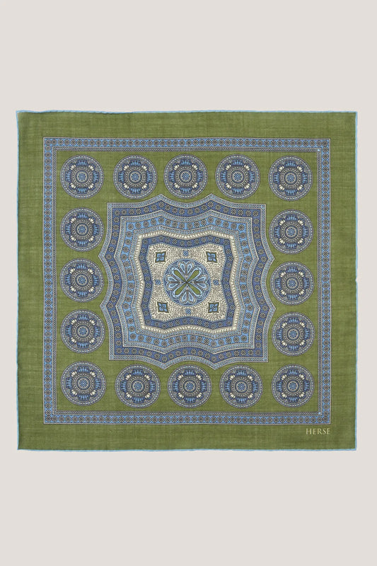 Pochette verte à médaillons