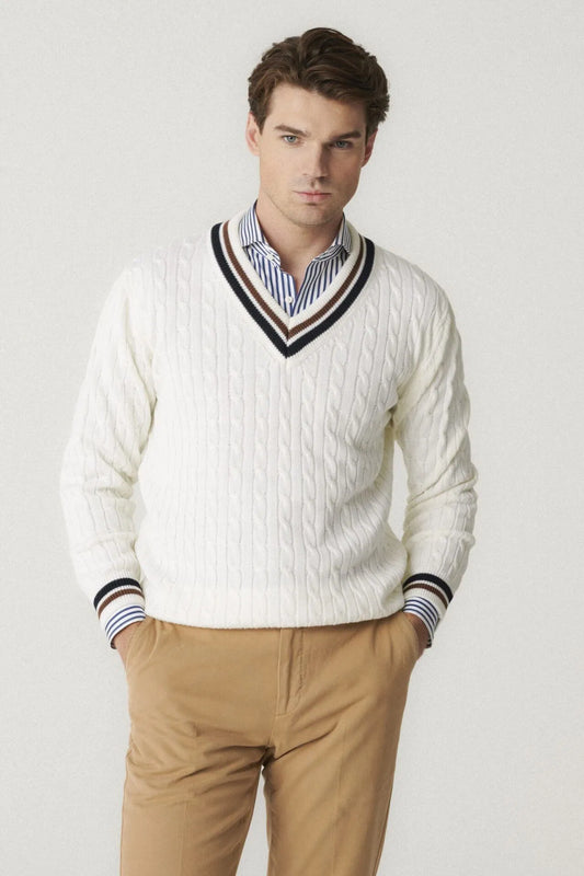 Sweter krykietowy ecru