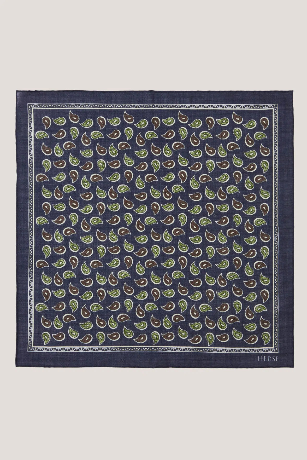 Pochette de costume bleu marine à motif cachemire bicolore