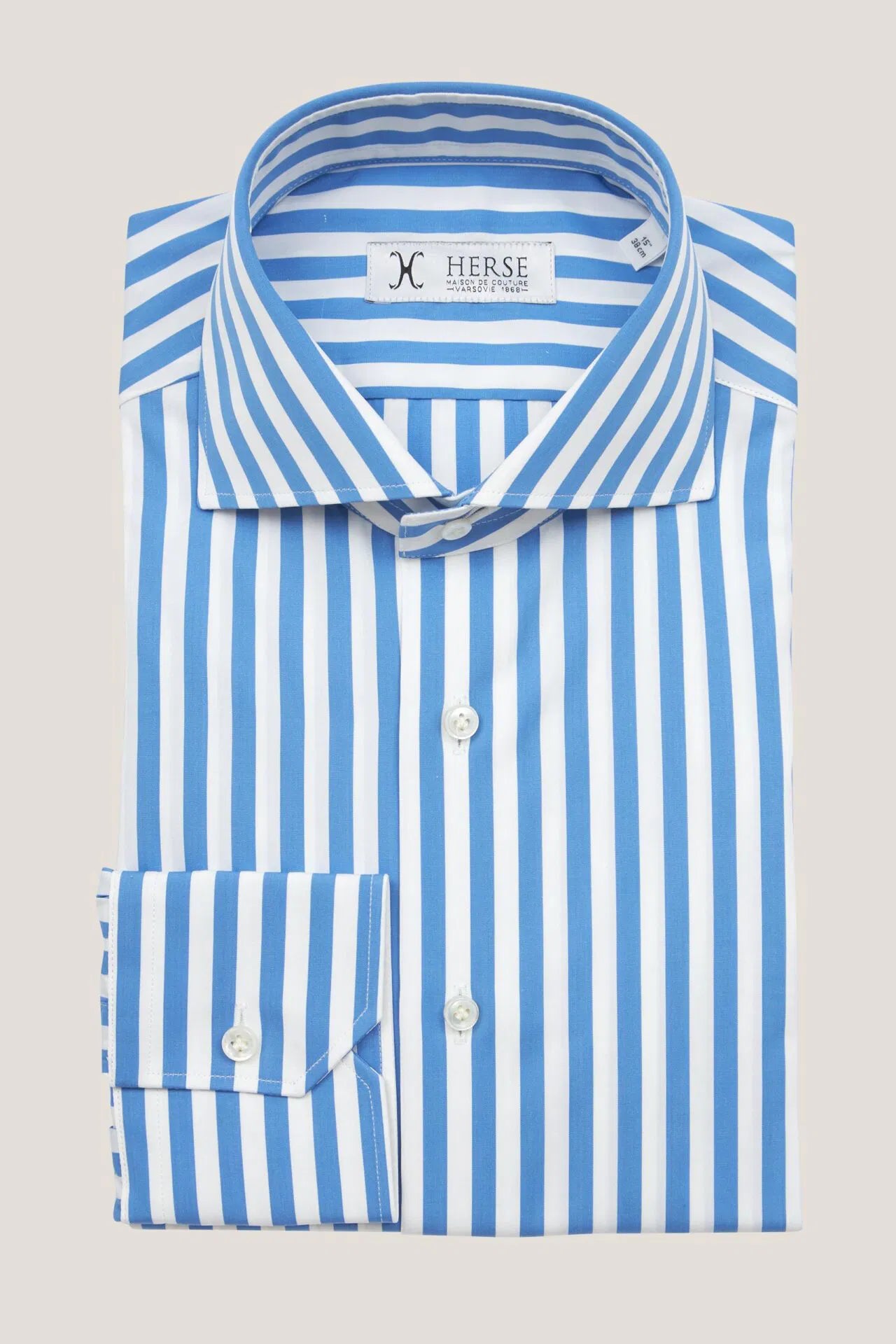 Chemise à fines rayures Thomas Mason avec col mi-mollet