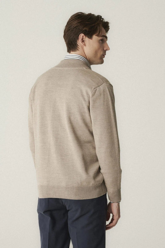 Beige zip cardigan