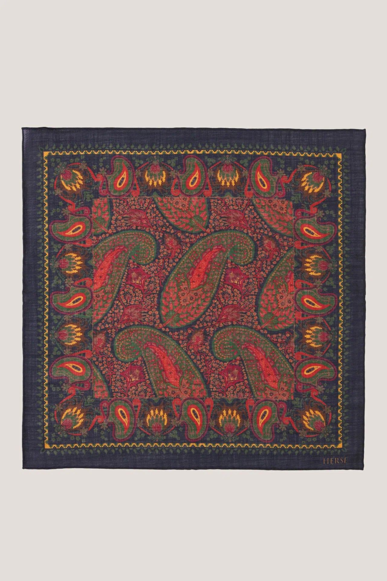 Pochette bleu marine à grand motif cachemire
