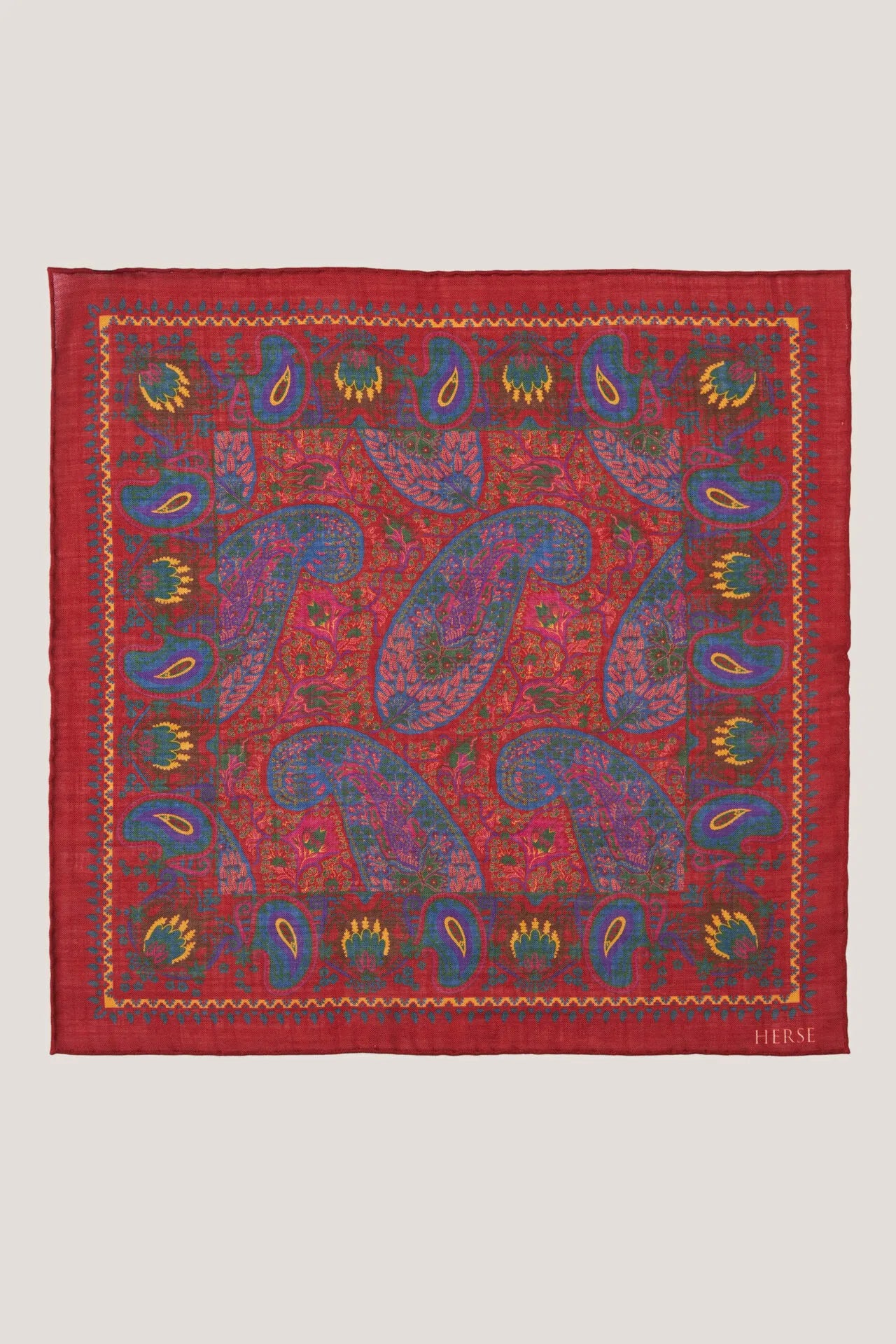 Pochette en laine et soie à grand motif cachemire