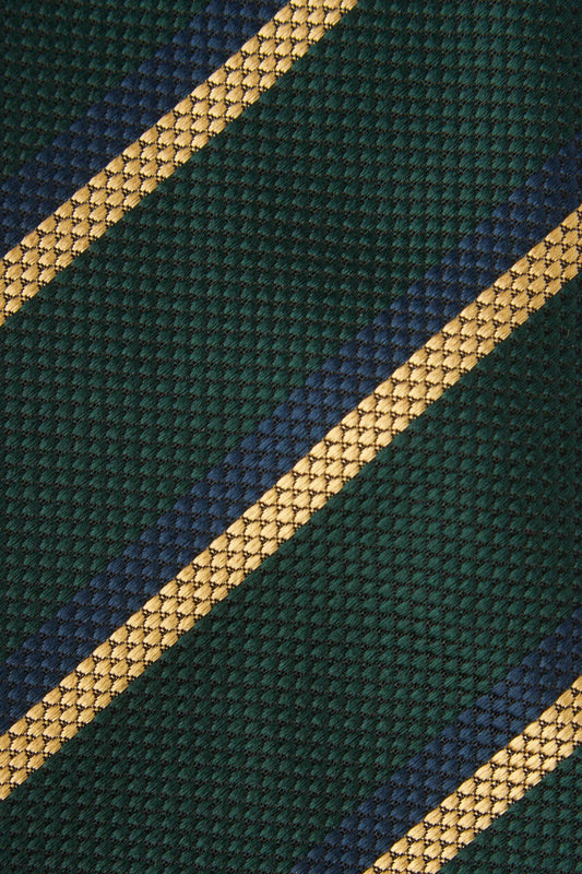 Zielony strukturalny krawat regimental z jedwabiu