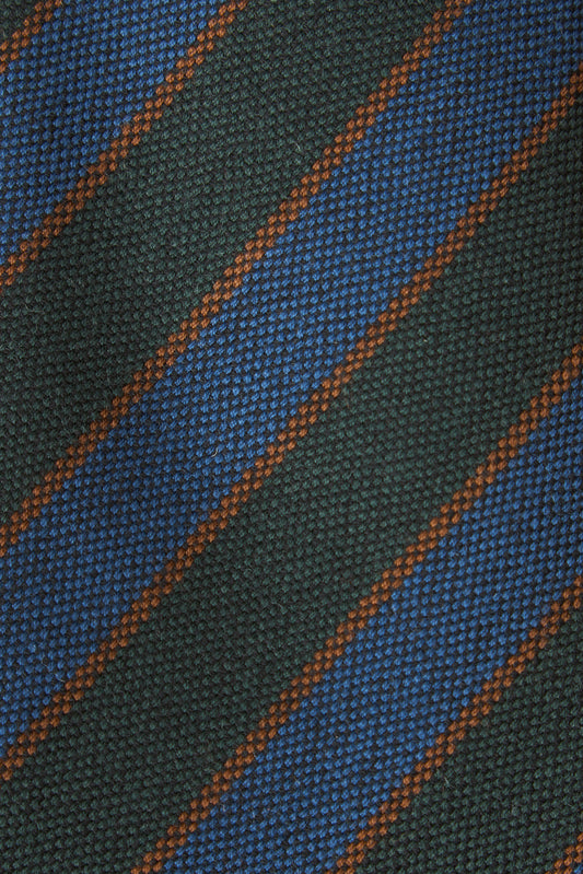 Cravate régimentaire en laine verte et beige