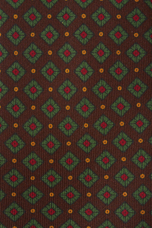 Cravate médaillon en soie marron