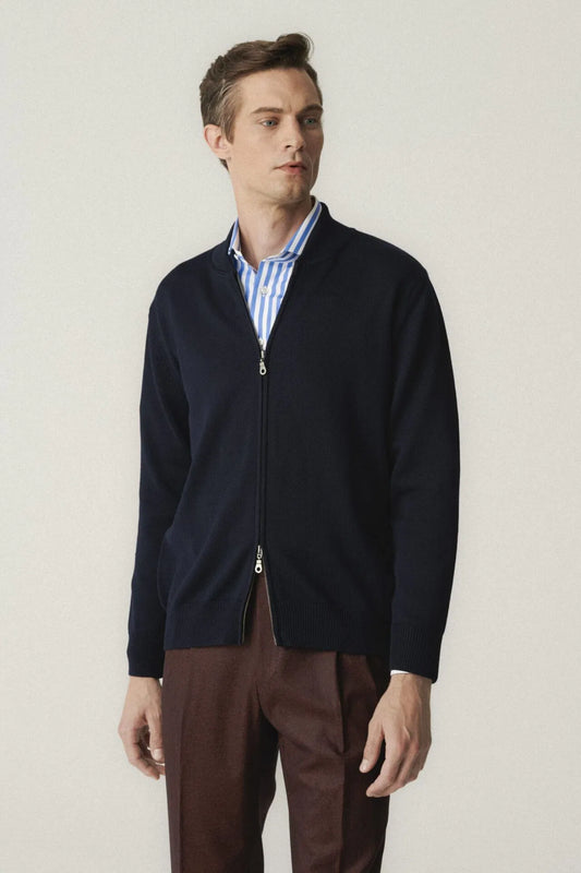 Navy blue zip cardigan