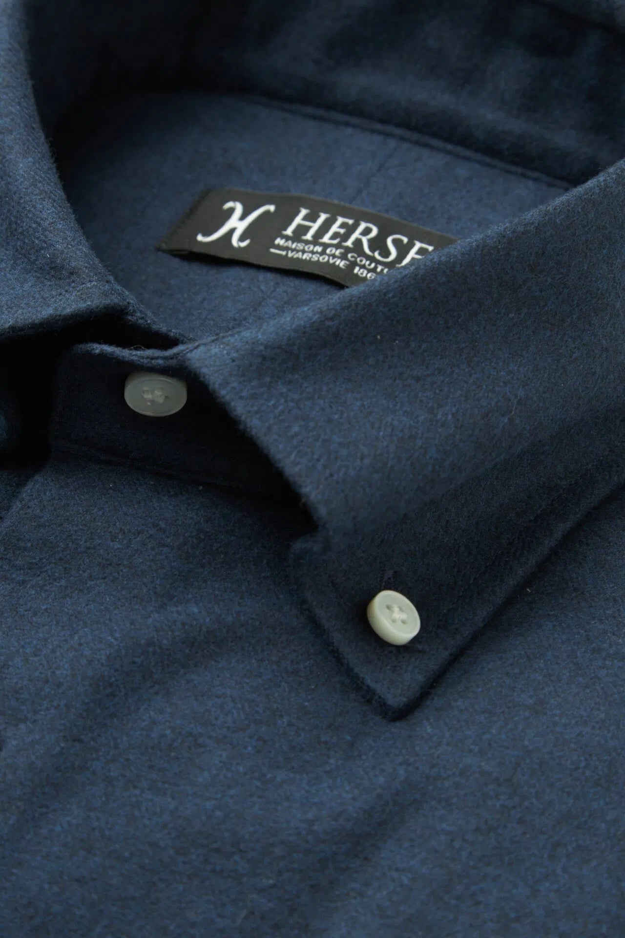 Navy blue flannel shirt with button-down collar