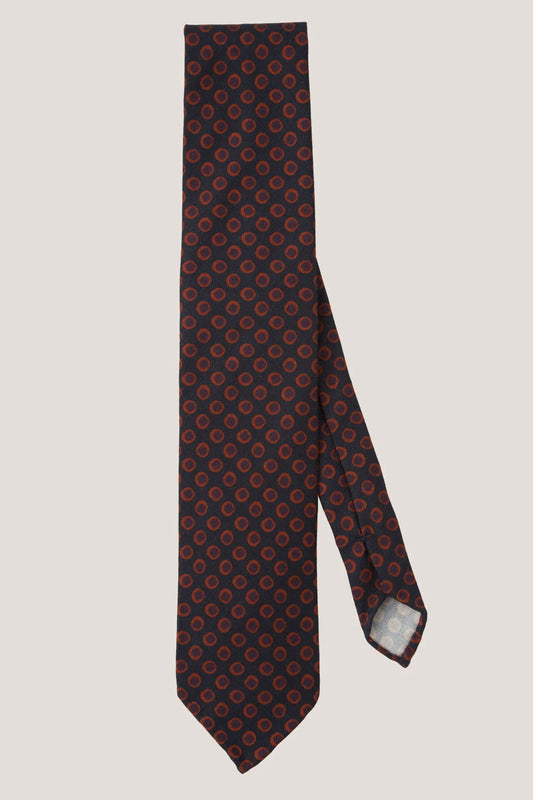 Two-tone polka dot navy blue tie