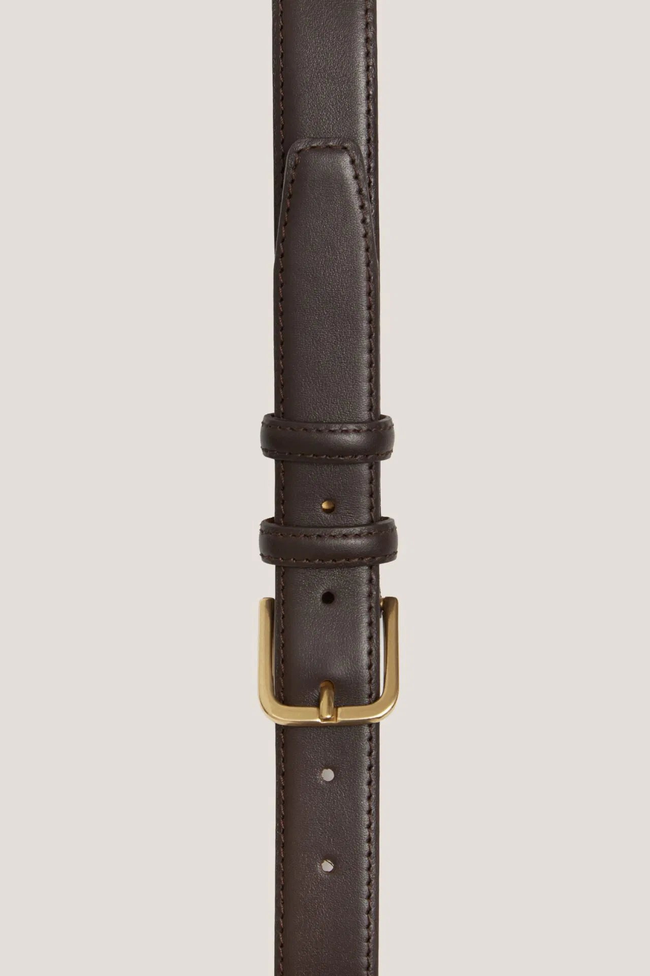 Brown formal leather belt with gold buckle