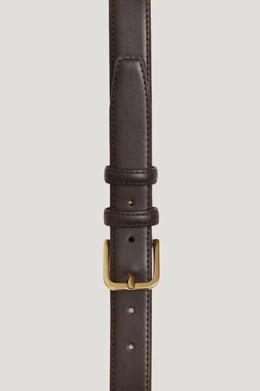 Ceinture en cuir marron formelle avec boucle dorée