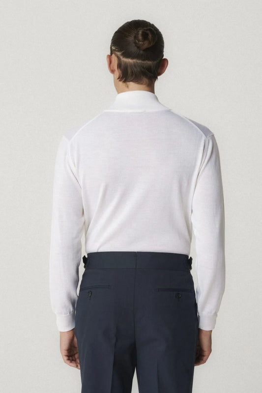 Off-white knit half-zip sweater