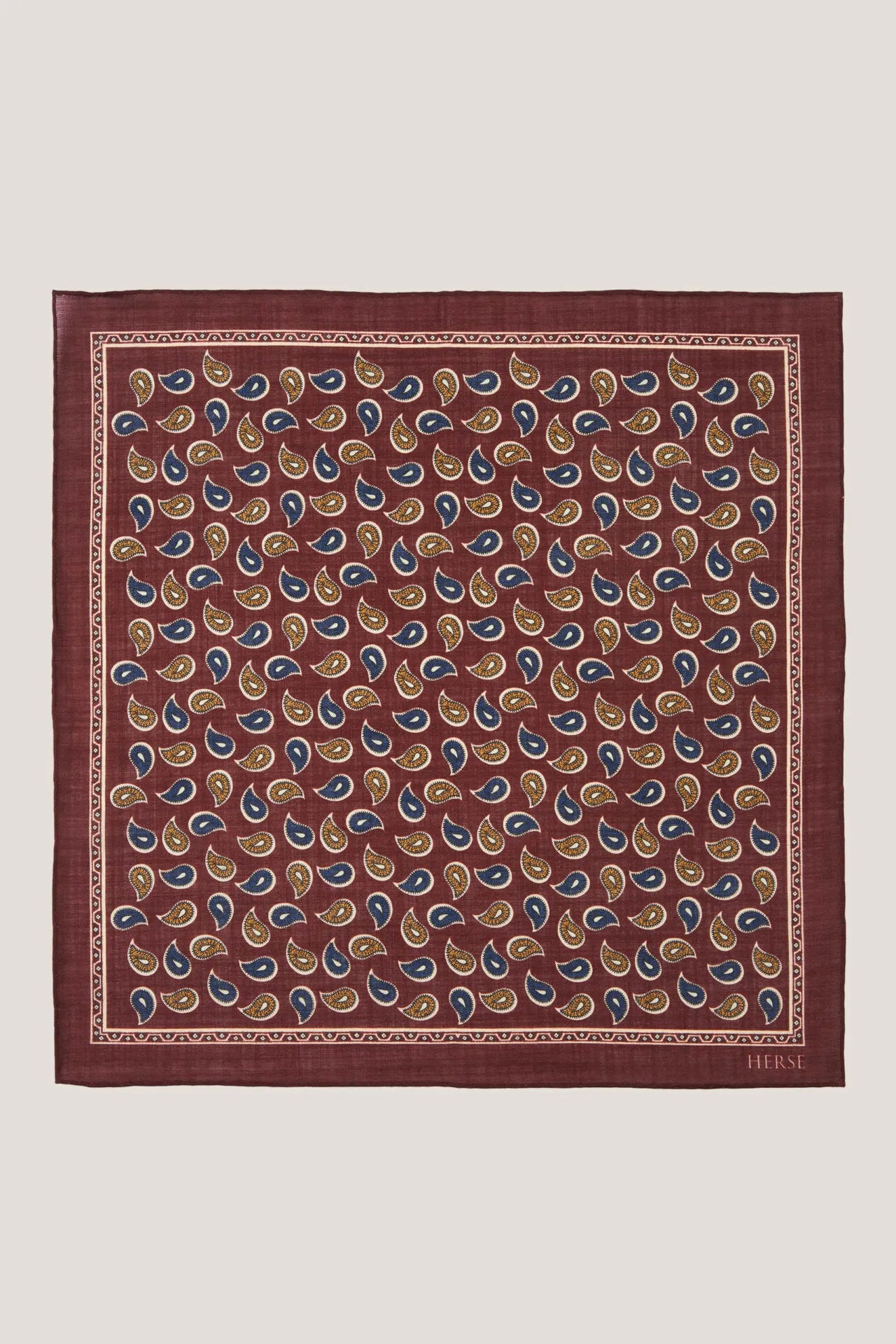 Bordowa poszetka w dwukolorowy wzór paisley