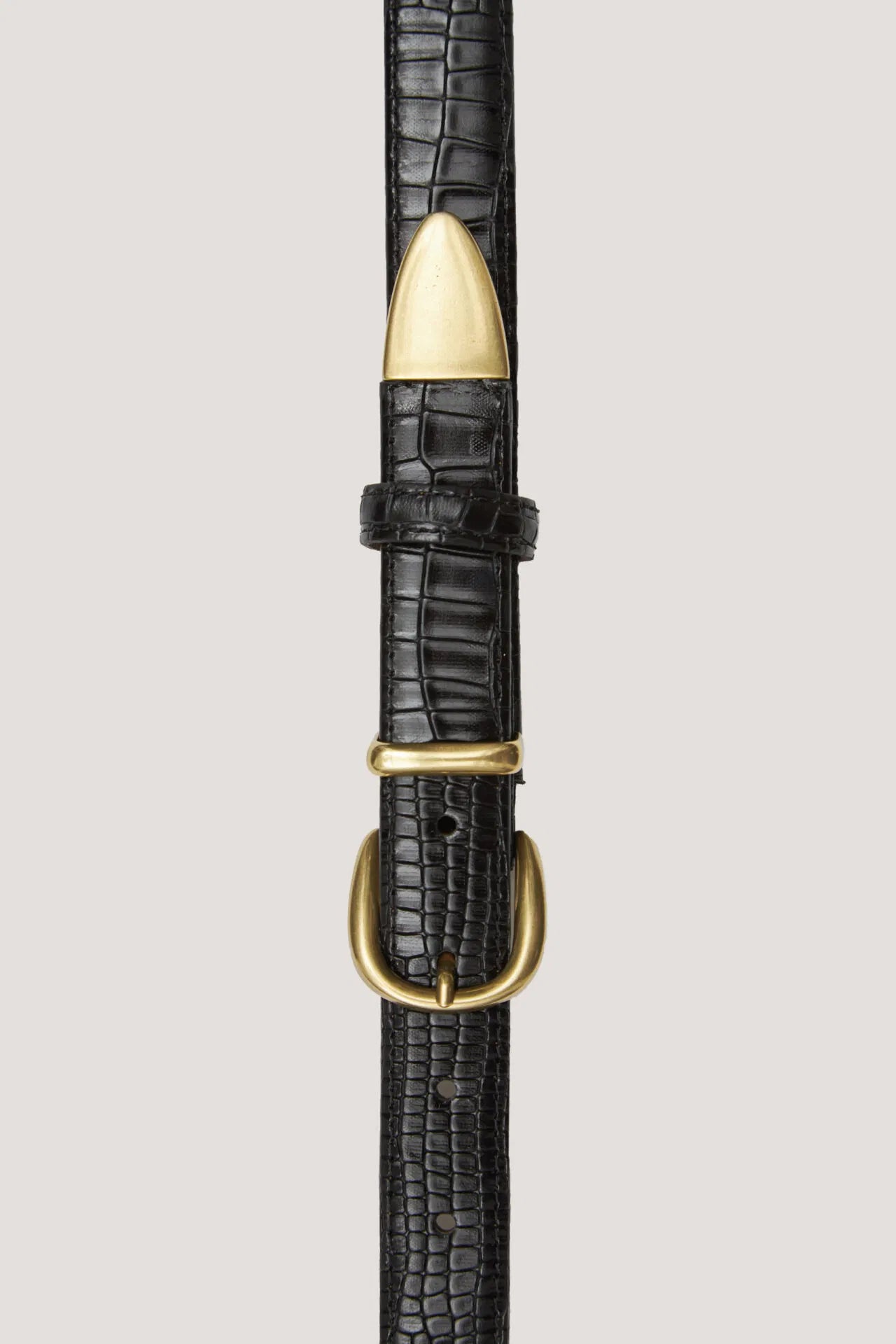 Black leather strap with crocodile texture