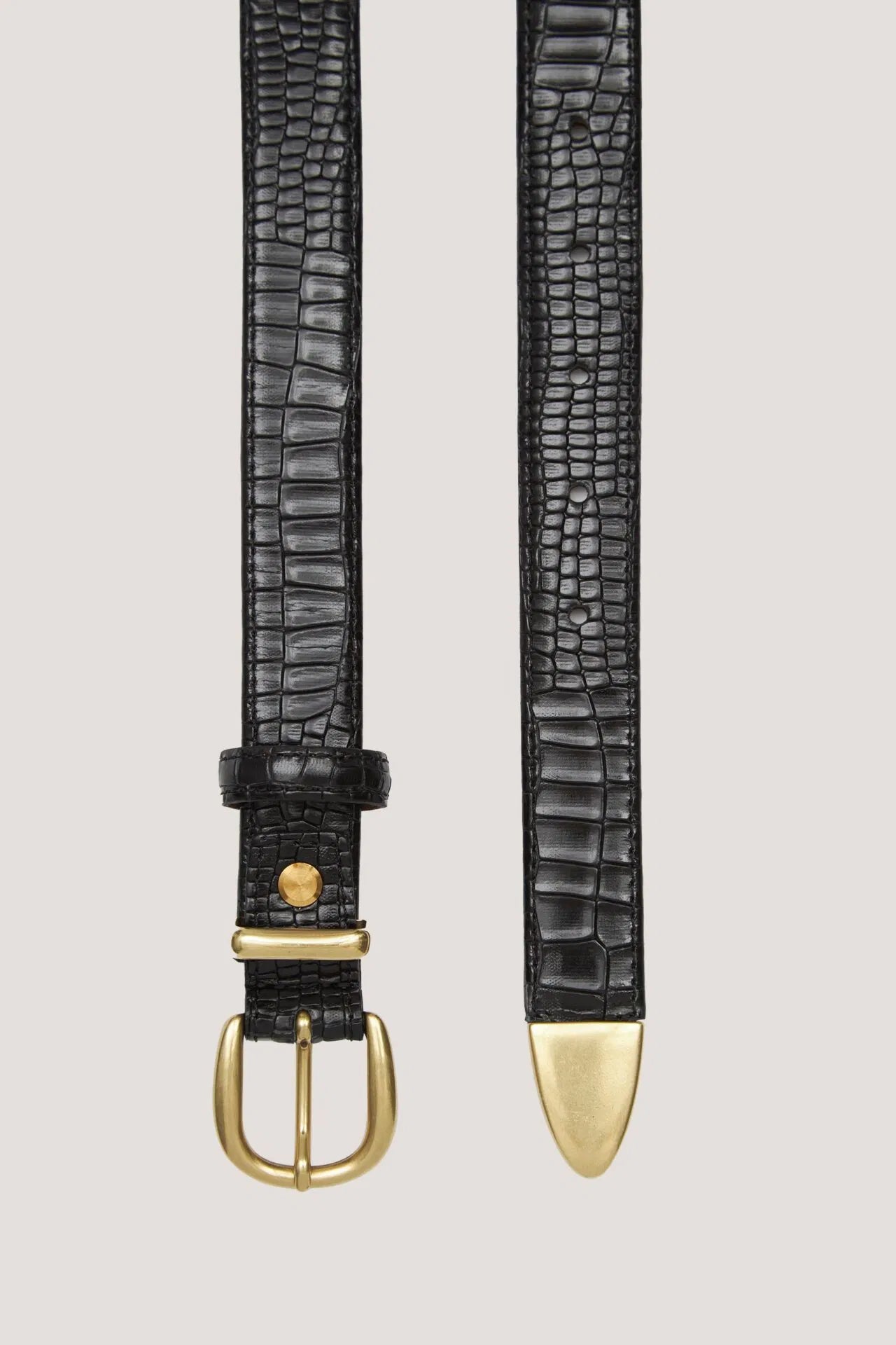 Black leather strap with crocodile texture