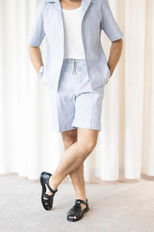 Light blue seersucker shorts