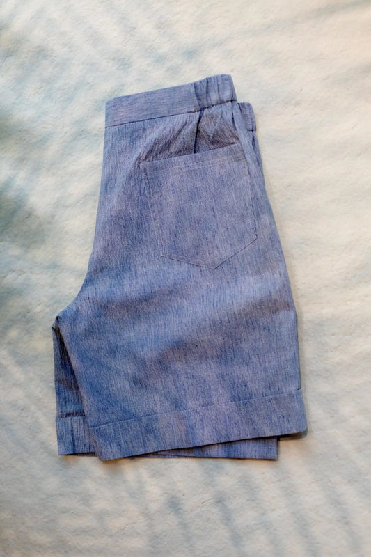 Light blue seersucker shorts