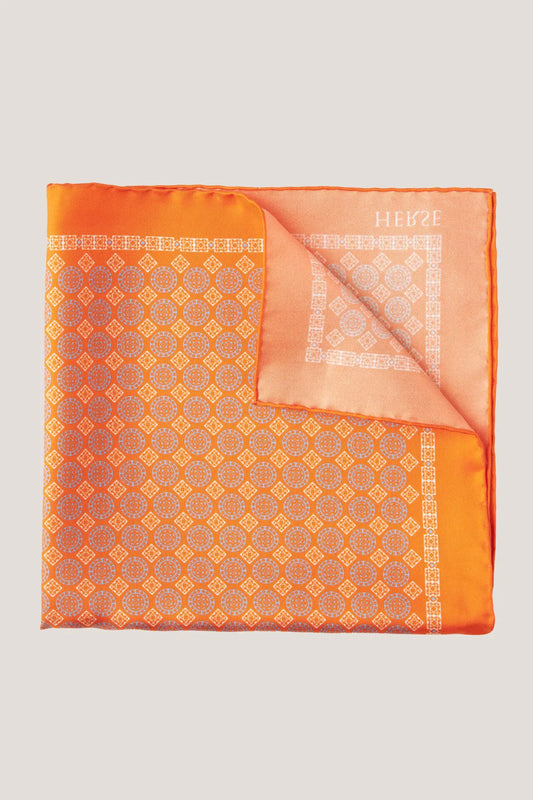 Pomarańczowa poszetka w klasyczny wzór