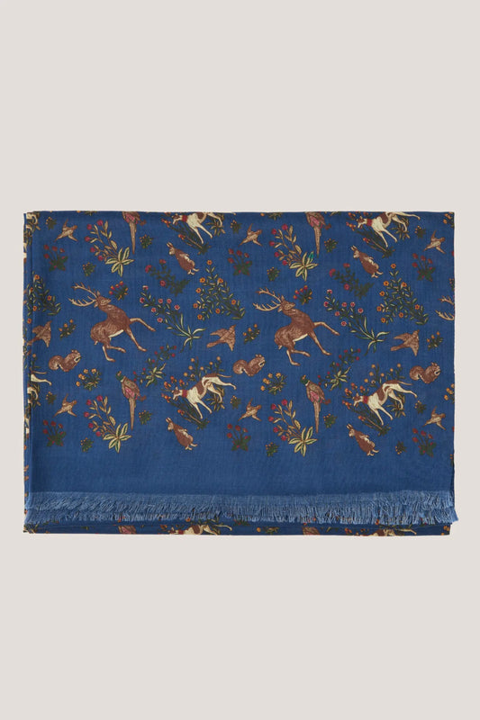 Niebieski szal w motyw zwierzęcy
