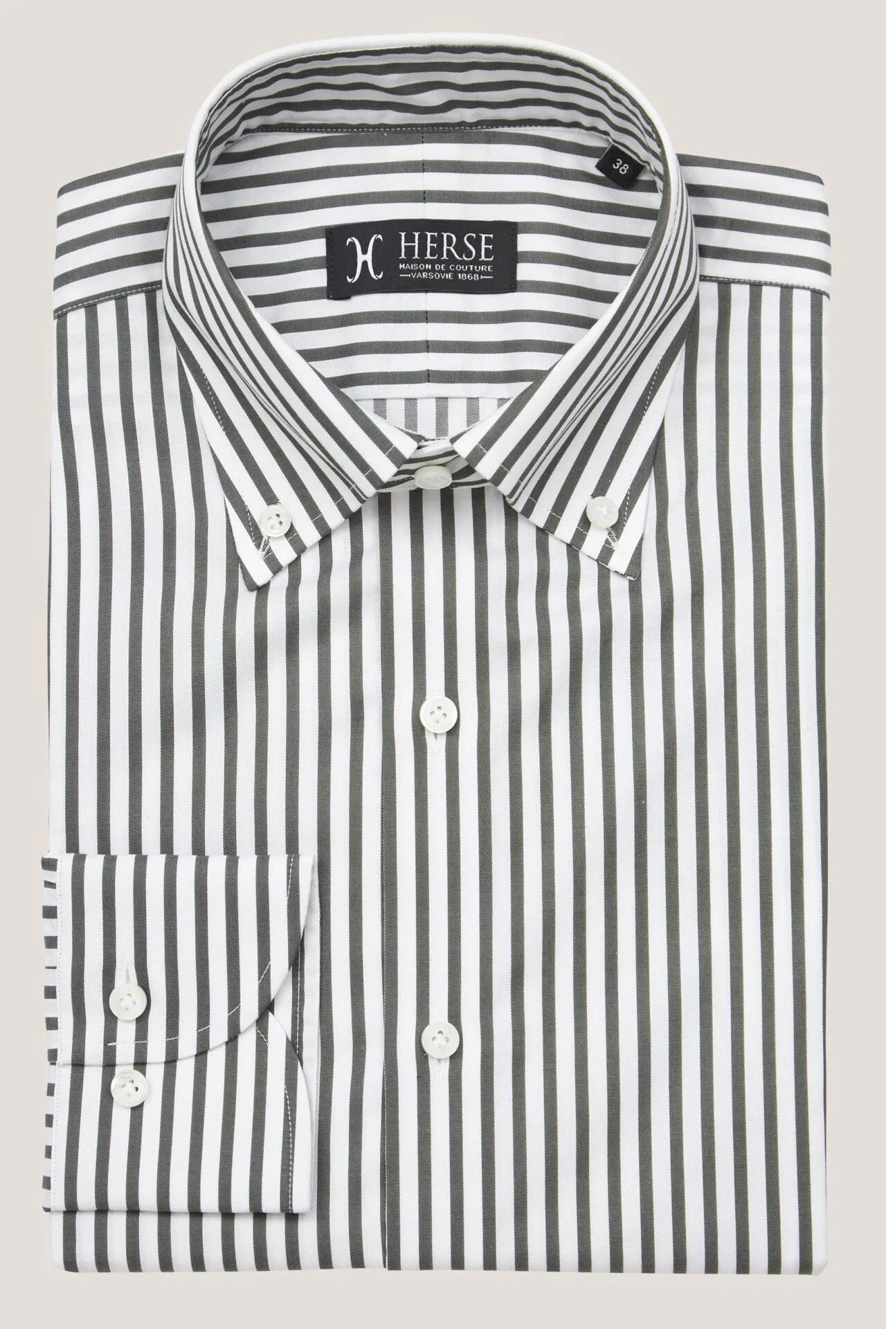 Green pinstripe button-down shirt