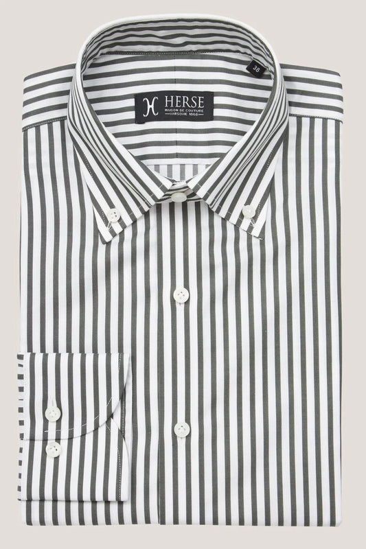 Green striped OCBD shirt