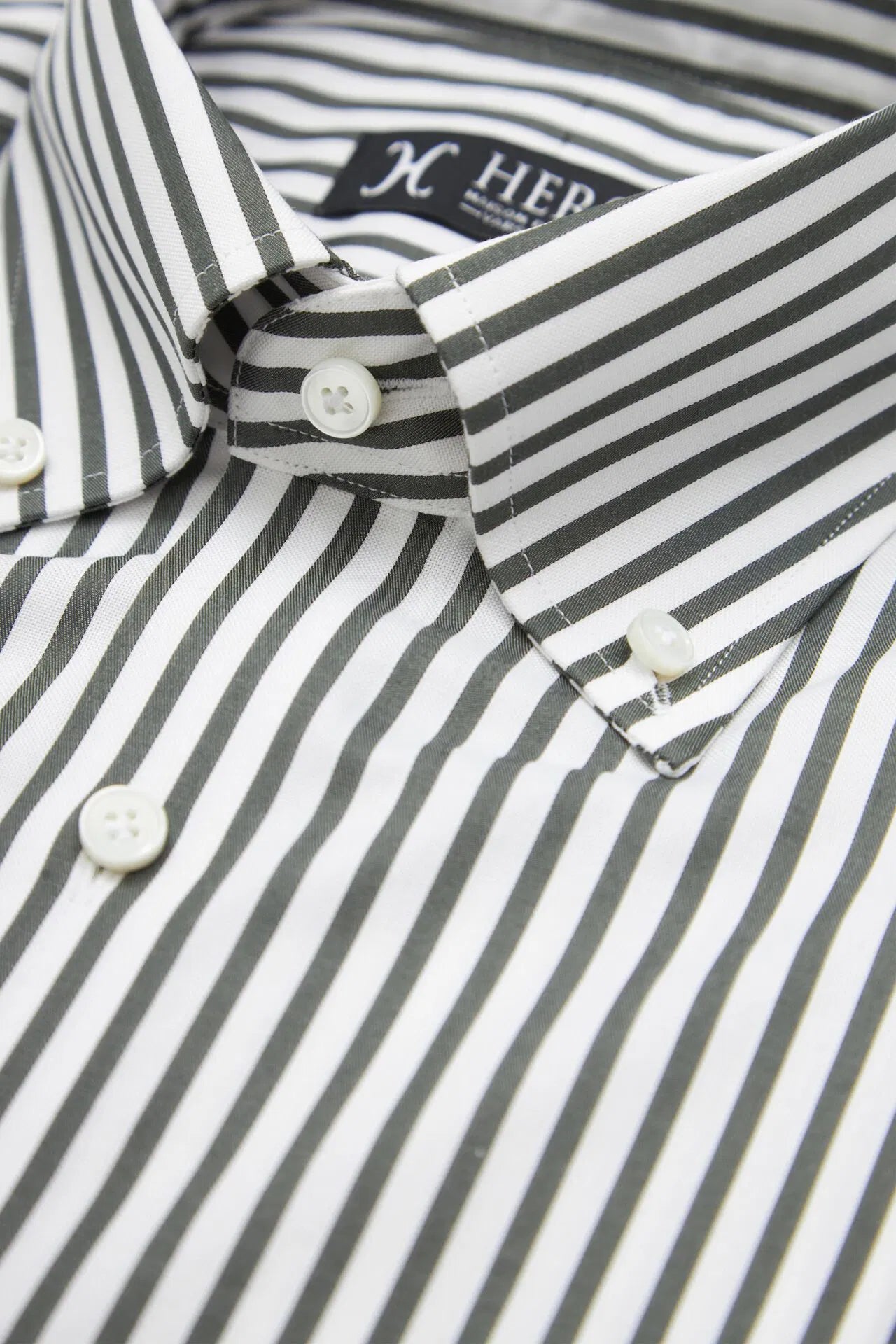 Green pinstripe button-down shirt