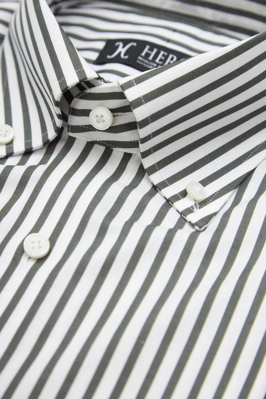 Green striped OCBD shirt