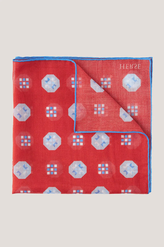 Czerwona poszetka we wzór geometryczny