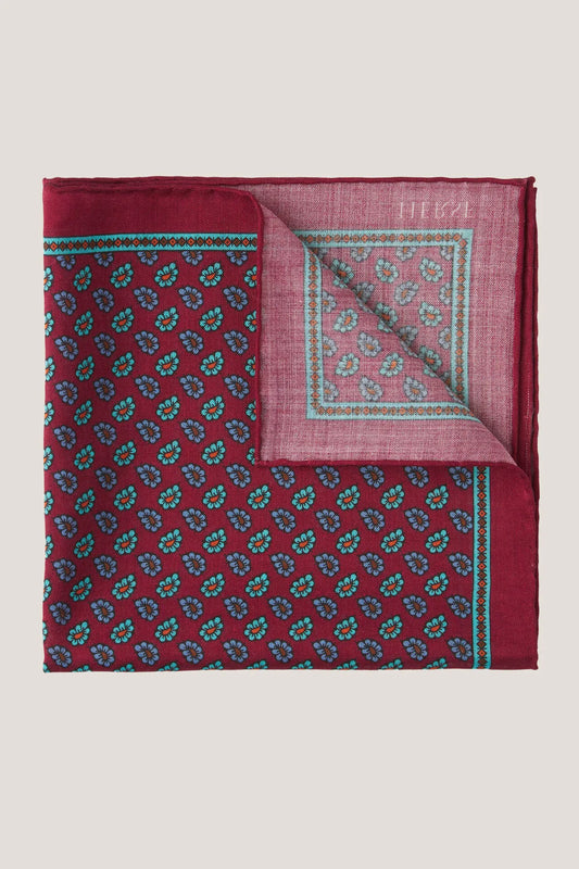 Ciemnoczerwona poszetka w drobny wzór paisley