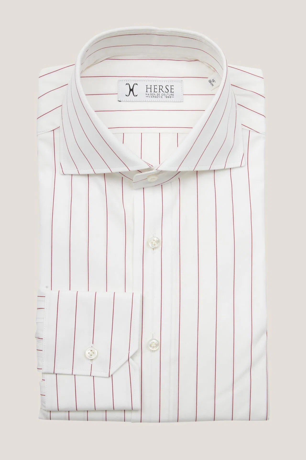 Burgundy Thomas Mason pinstriped widespread collar shirt