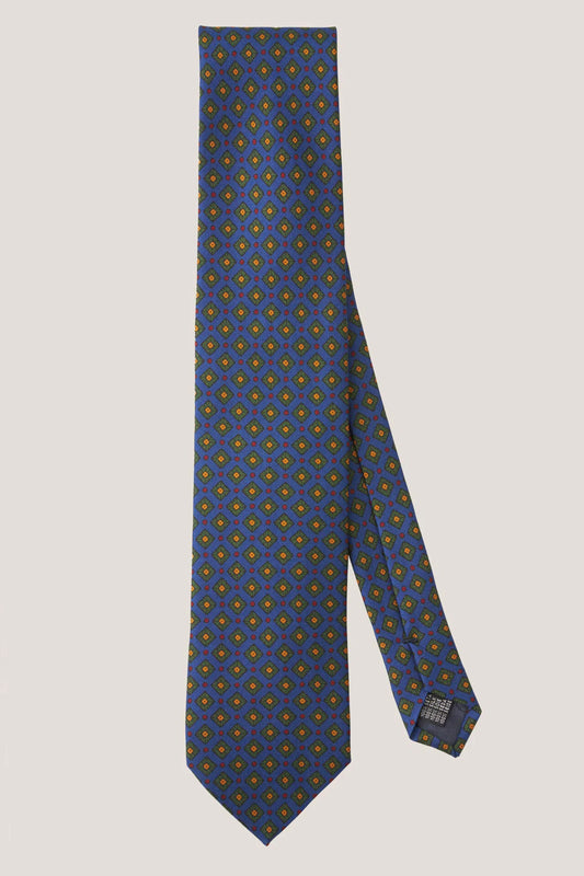 Cravate médaillon en soie bleue