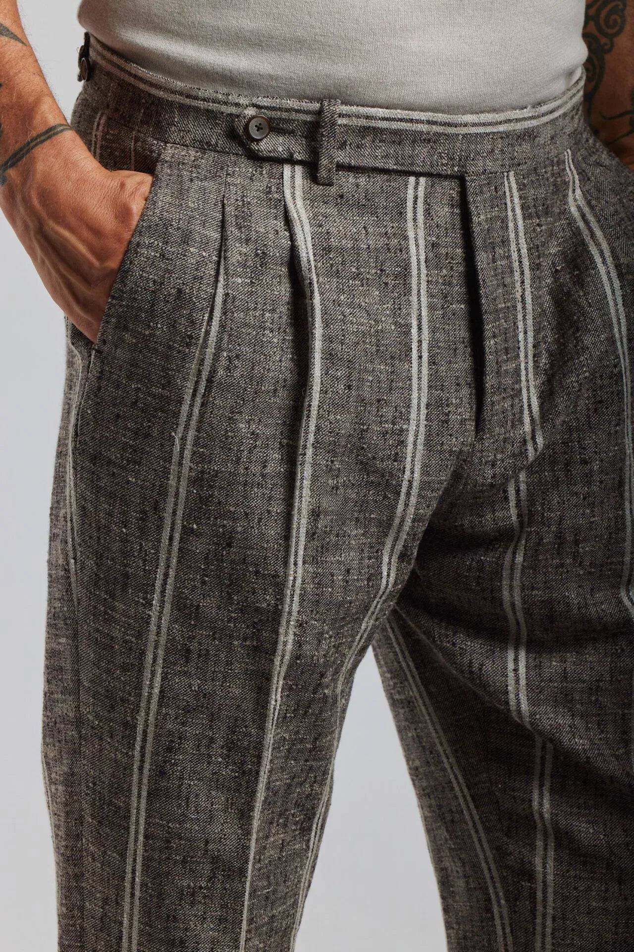 Brown and beige Ferla pinstripe suit
