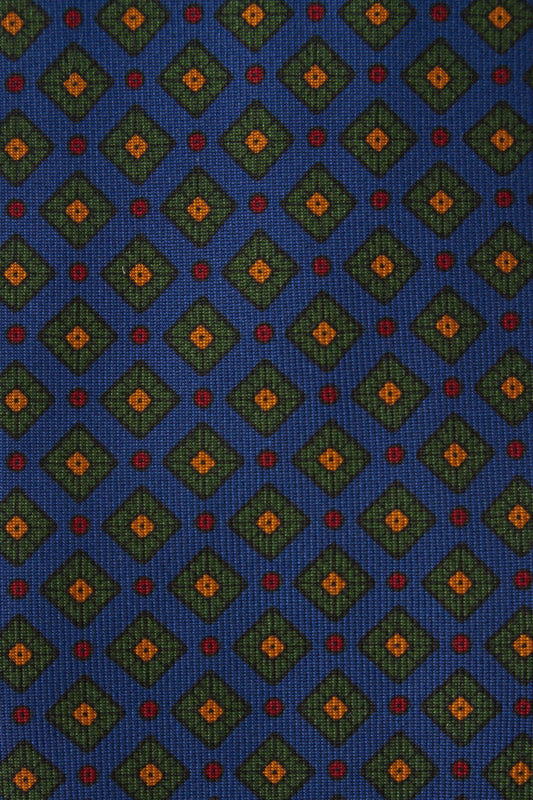 Cravate médaillon en soie bleue