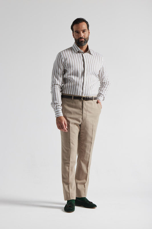 Pantalon beige en laine 4 fils