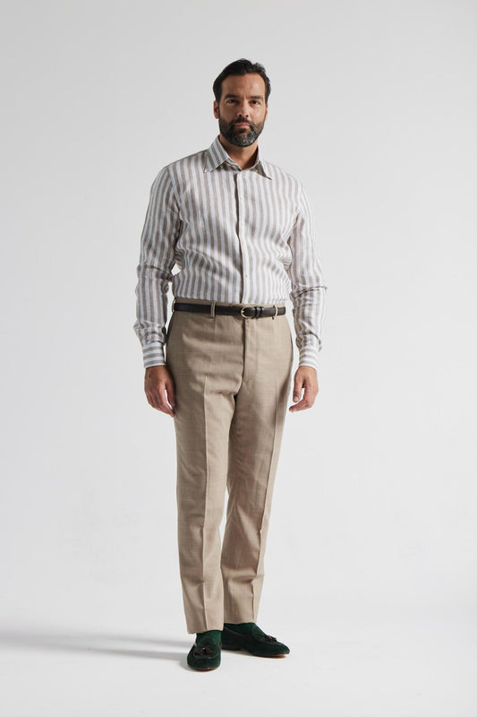 Pantalon beige en laine 4 fils