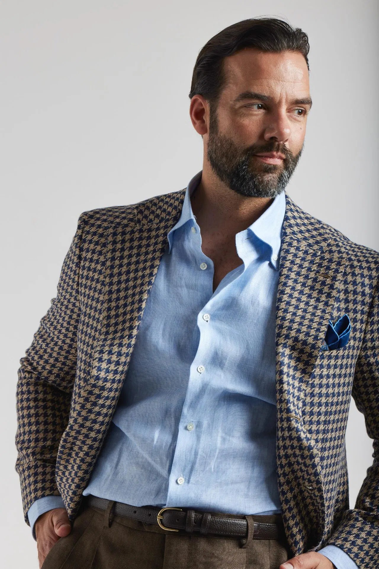 Veste pied-de-poule bleu marine et beige Ferla