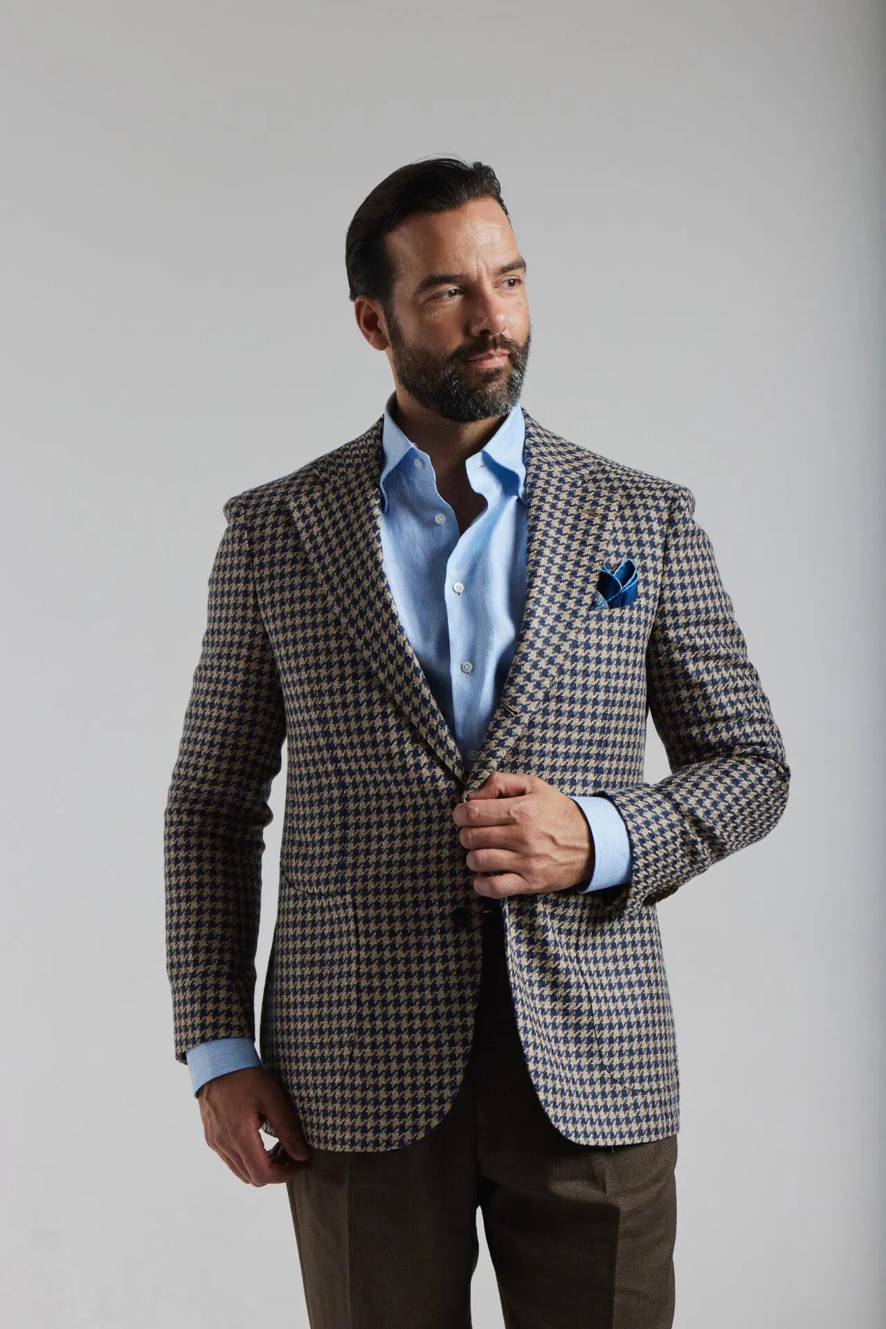 Veste pied-de-poule bleu marine et beige Ferla