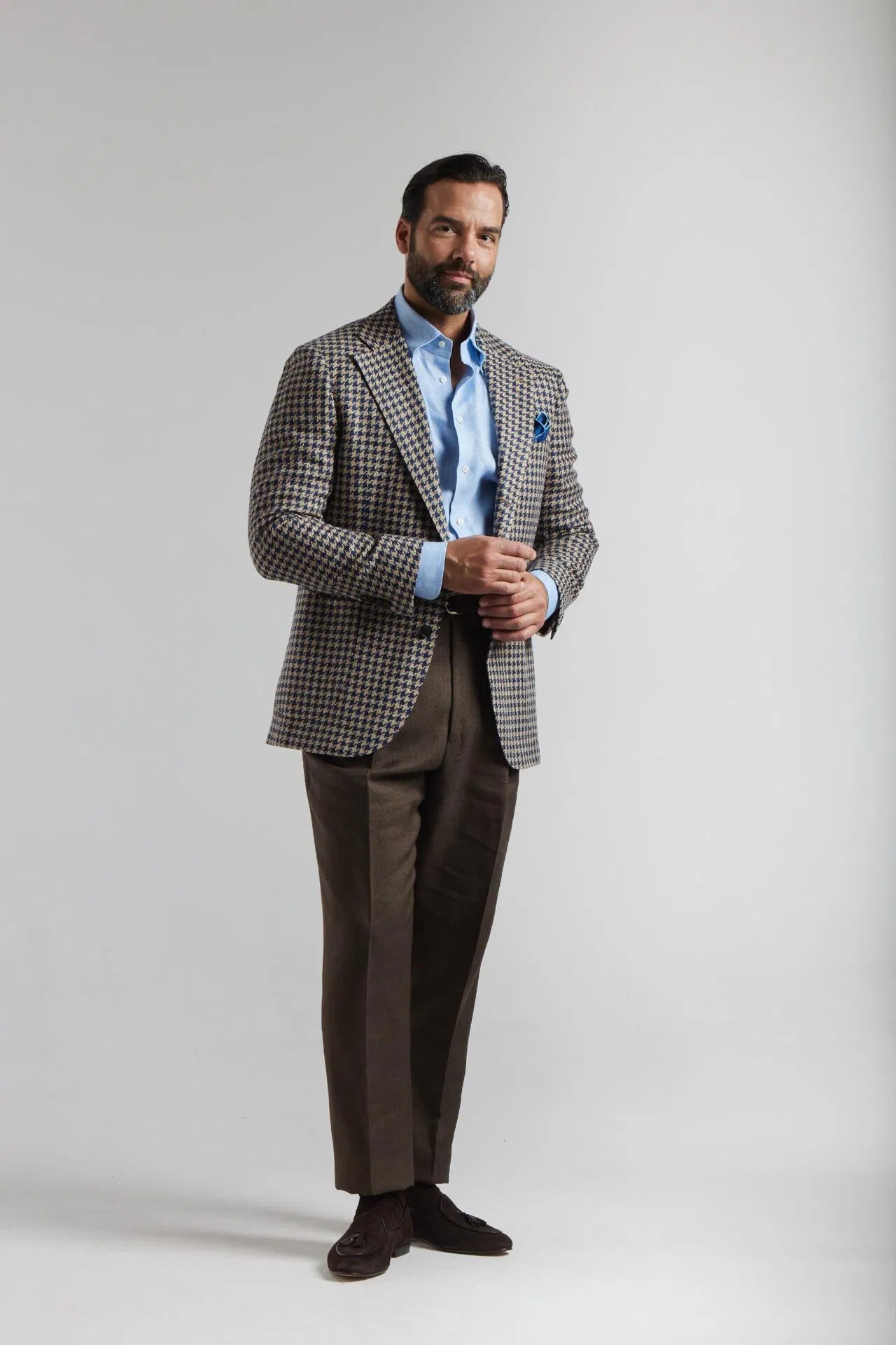 Veste pied-de-poule bleu marine et beige Ferla