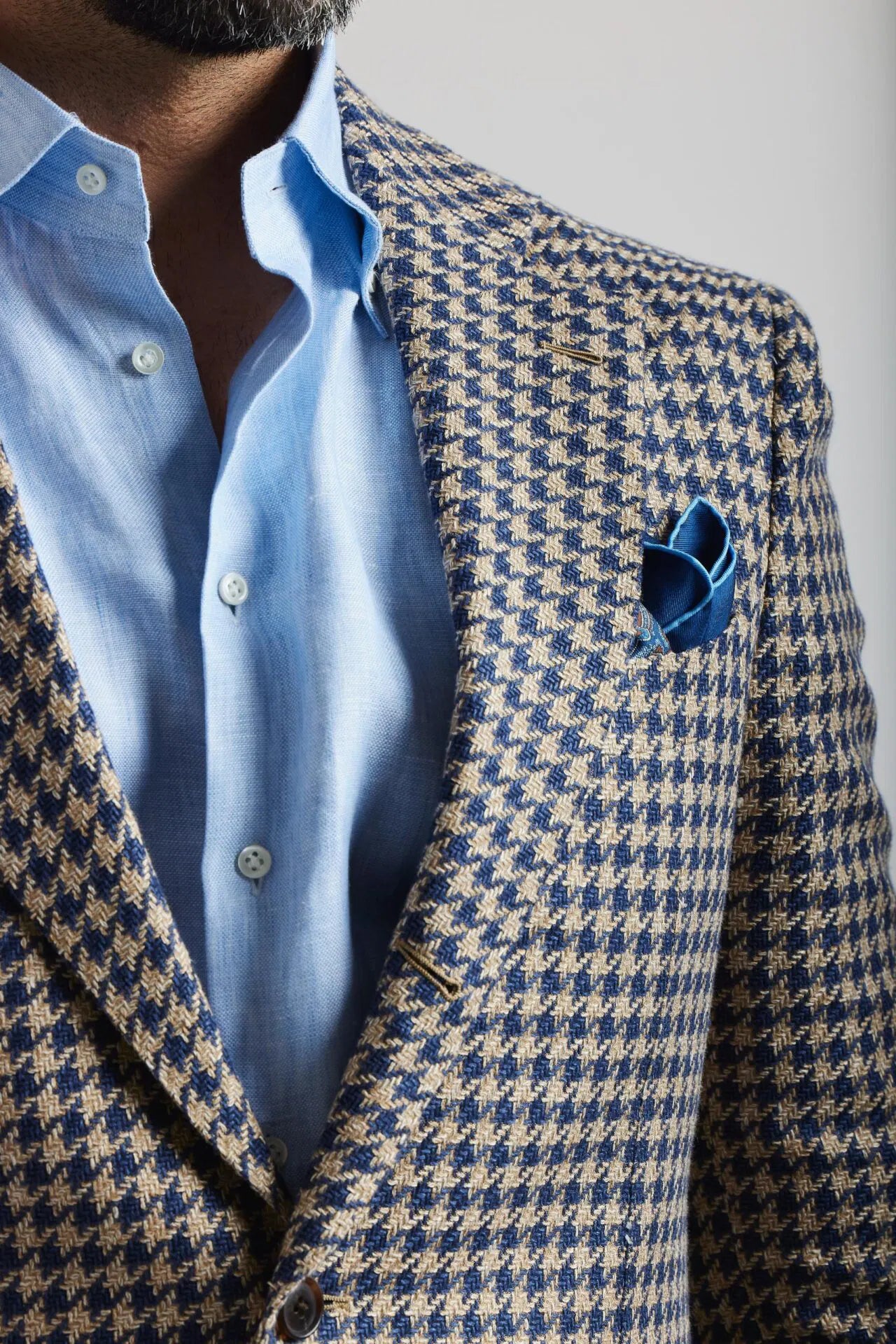 Veste pied-de-poule bleu marine et beige Ferla