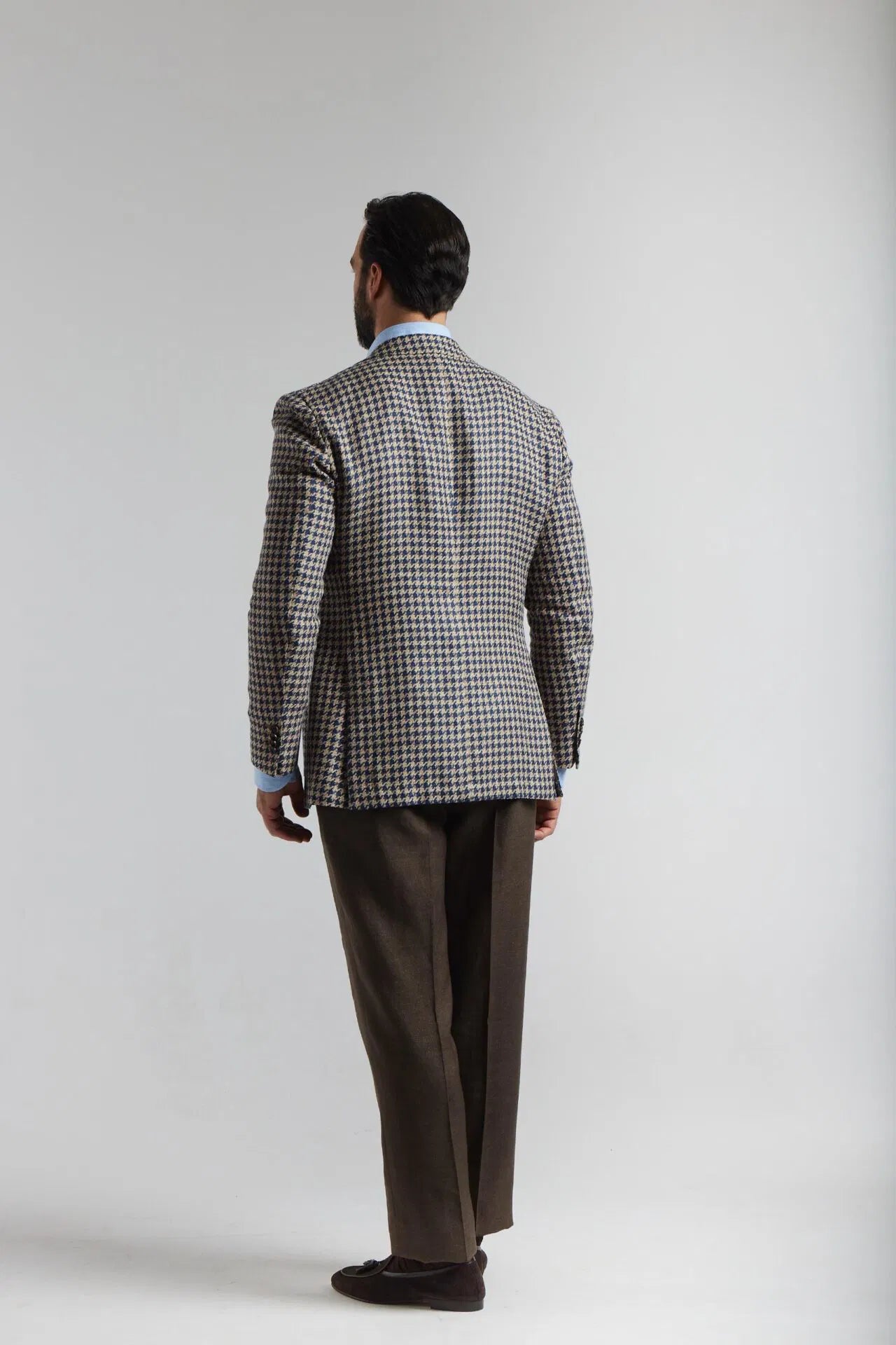 Veste pied-de-poule bleu marine et beige Ferla