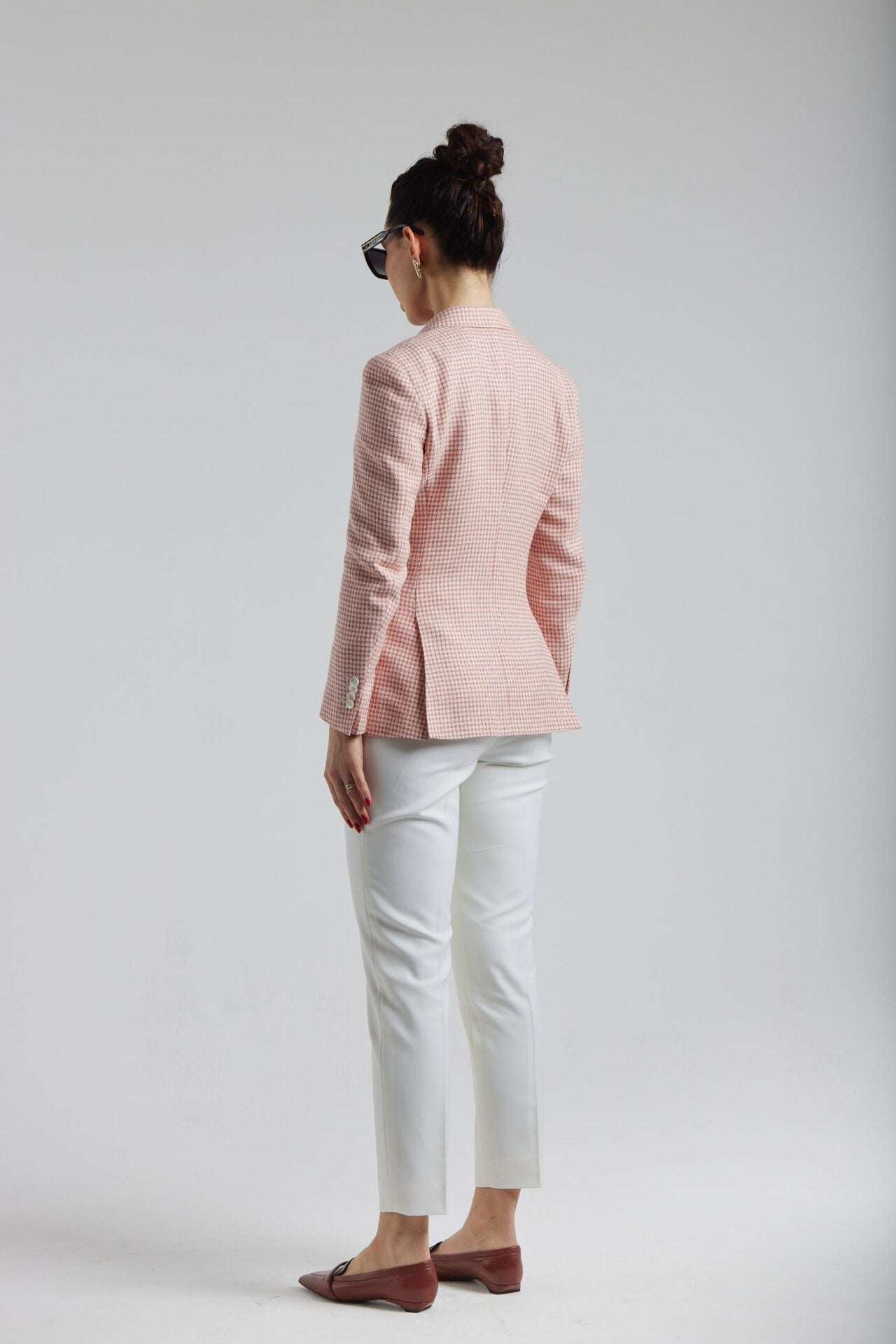 Veste pied-de-poule blanche et rose