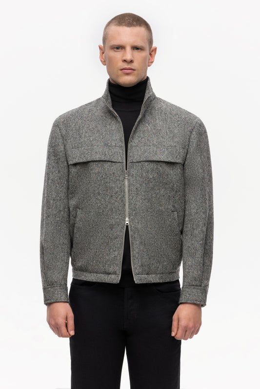 Black and white Donegal tweed short jacket