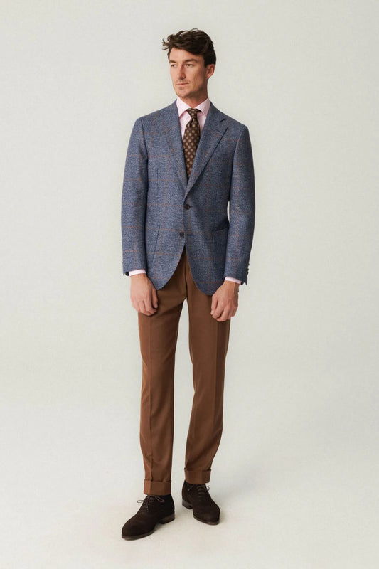 Błękitna marynarka Fartown w kratę