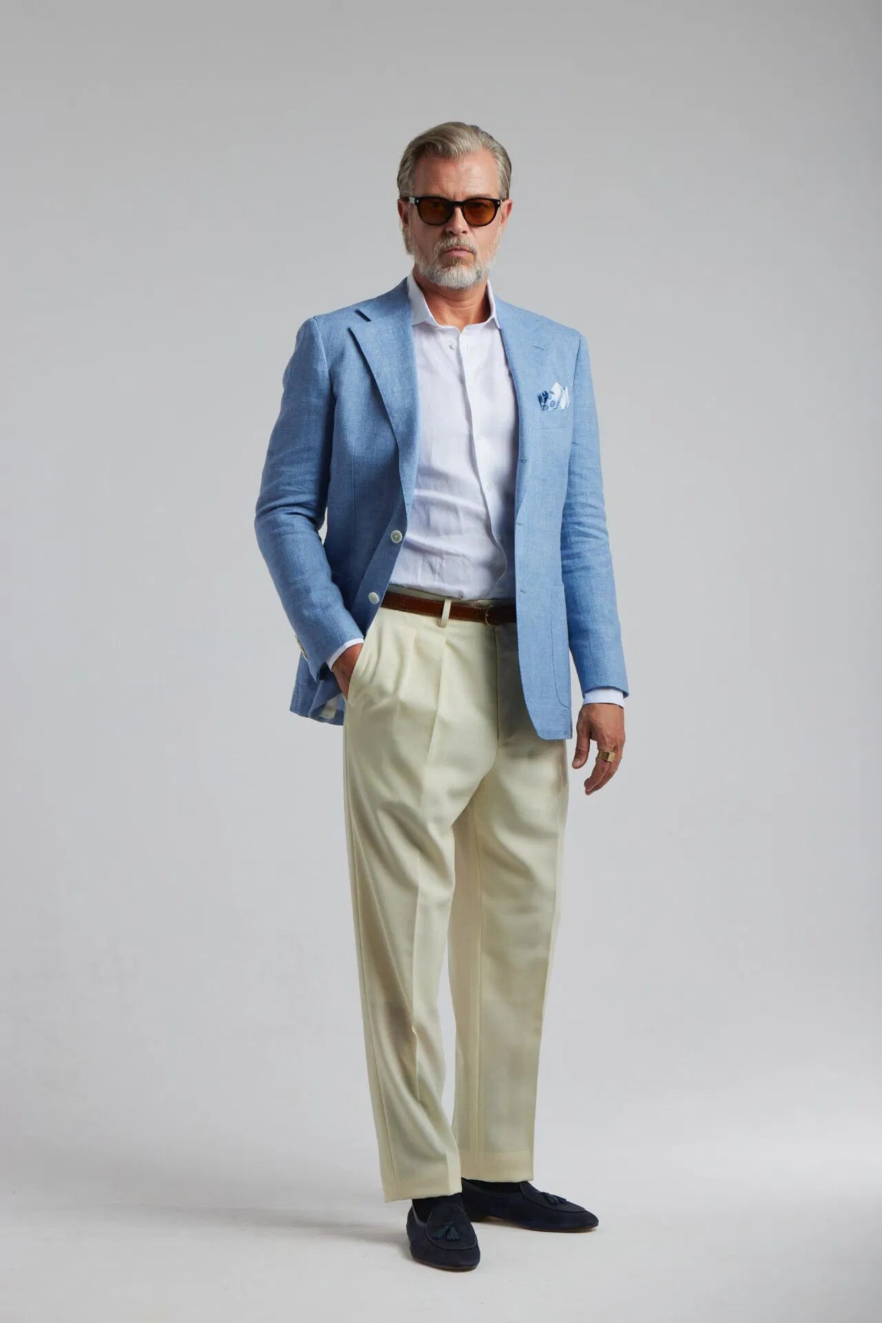 Veste en laine/lin bleu clair