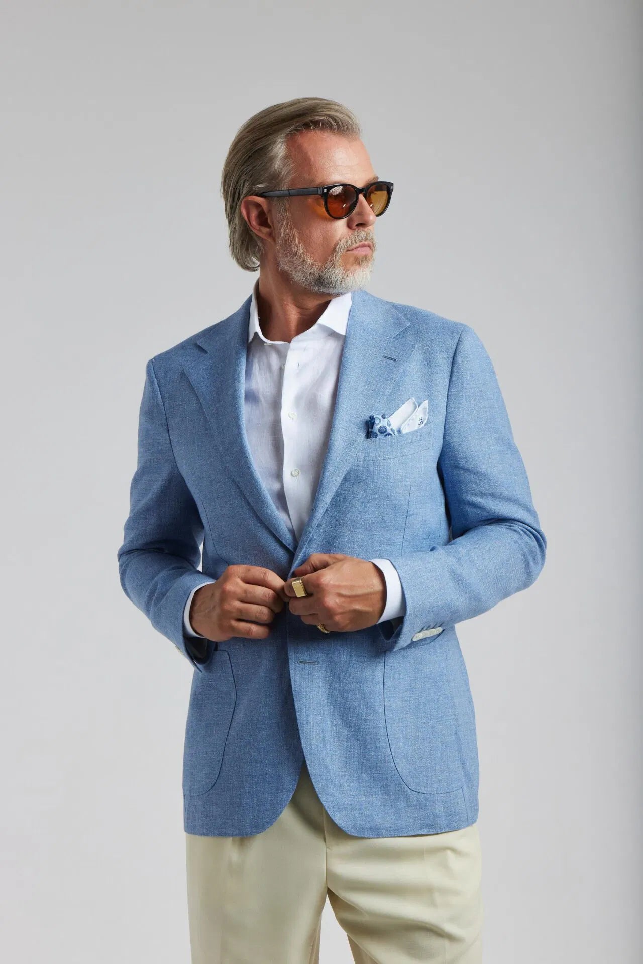 Veste en laine/lin bleu clair