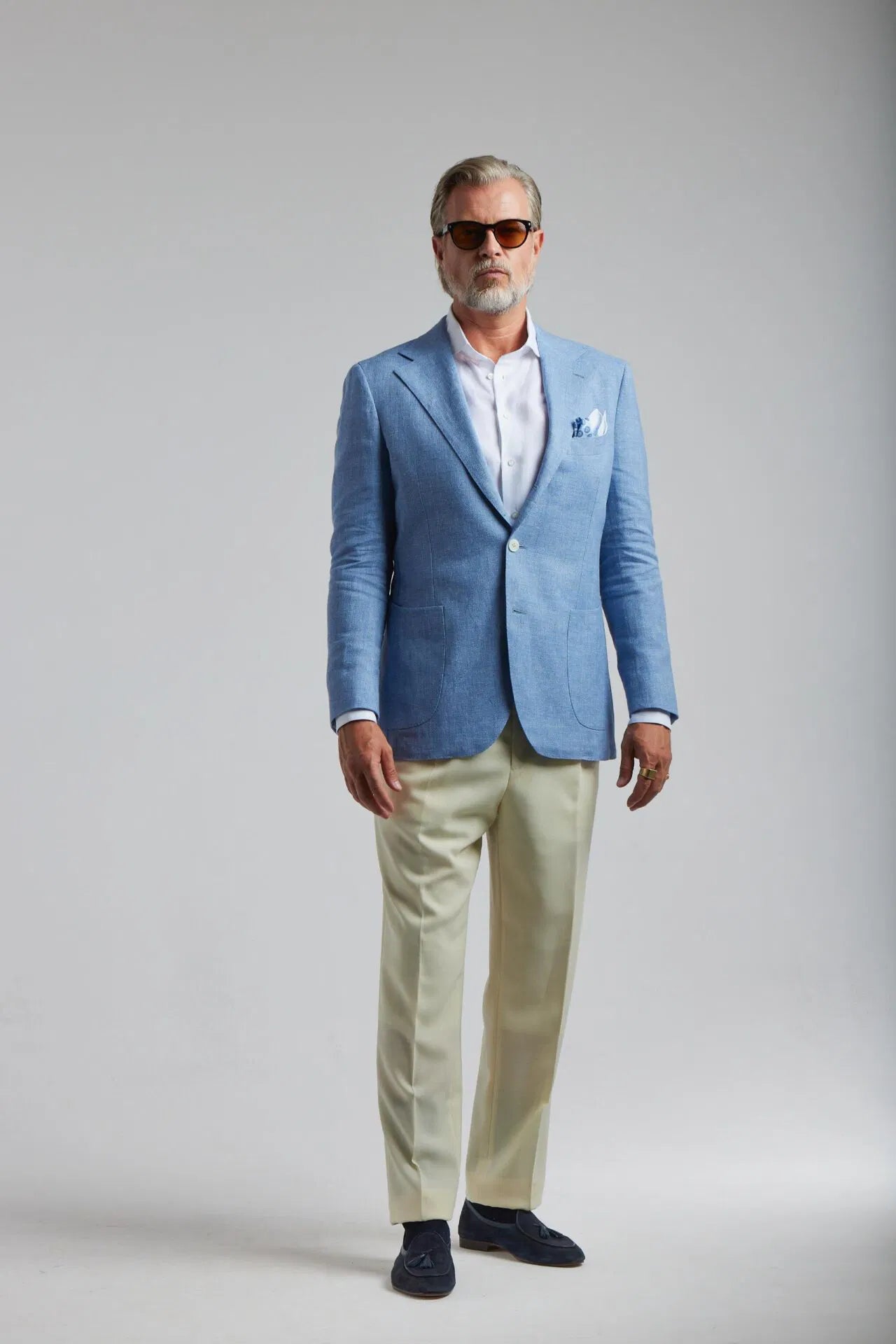 Veste en laine/lin bleu clair