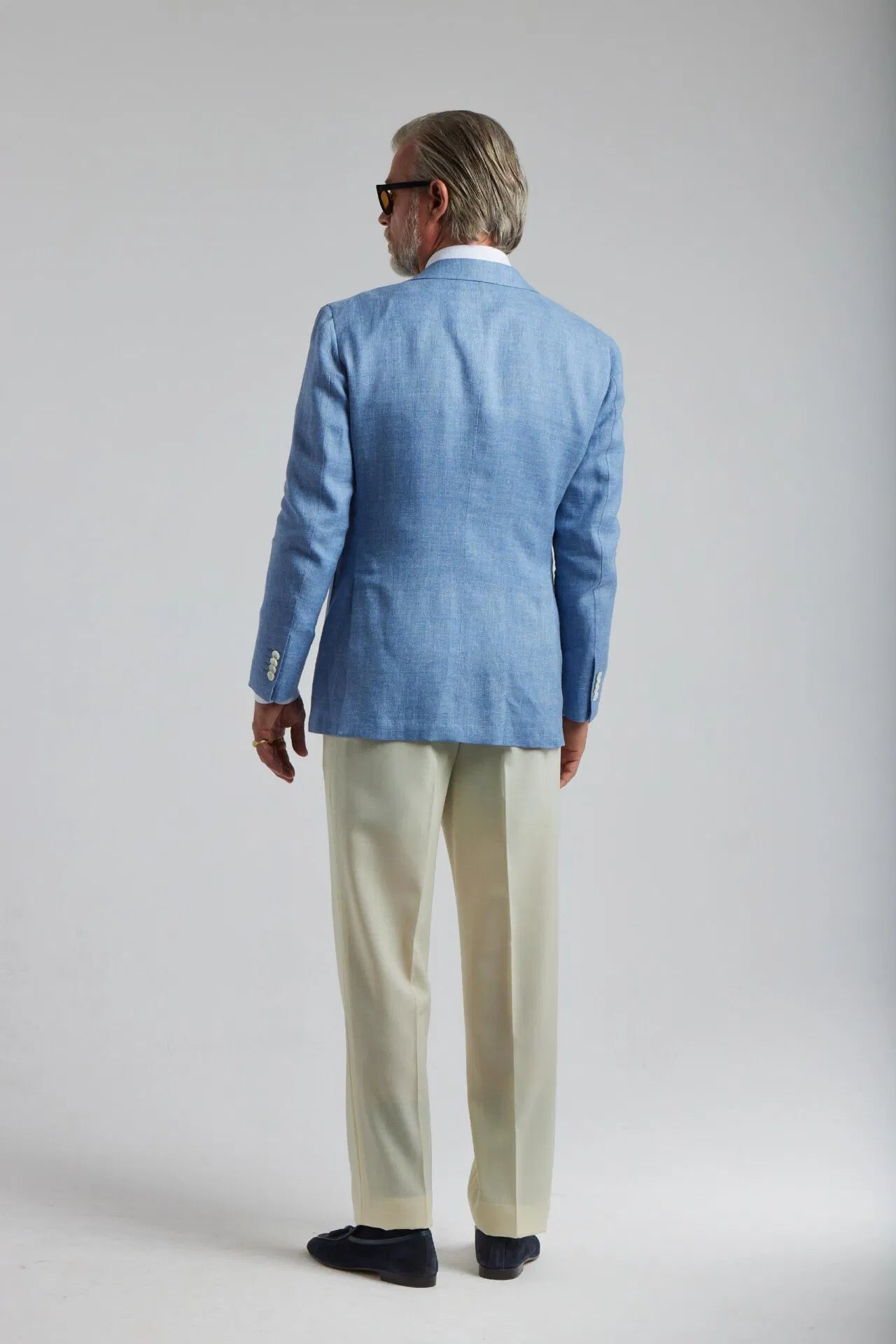 Veste en laine/lin bleu clair